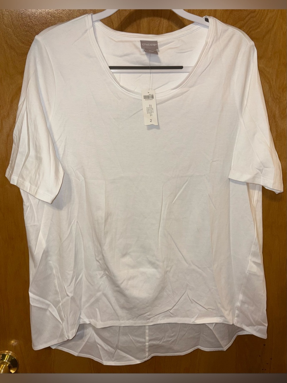 Chico’s alabaster white refined short sleeve swing tee Size 2 cotton blend